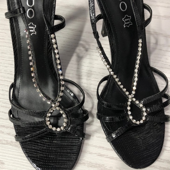 Aldo Black & Rhinestone Strappy Heels - Picture 8 of 8